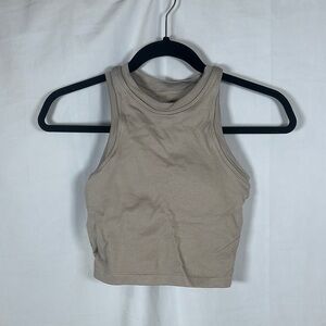 Tan Sleeveless Fitted Crop Tank Top
